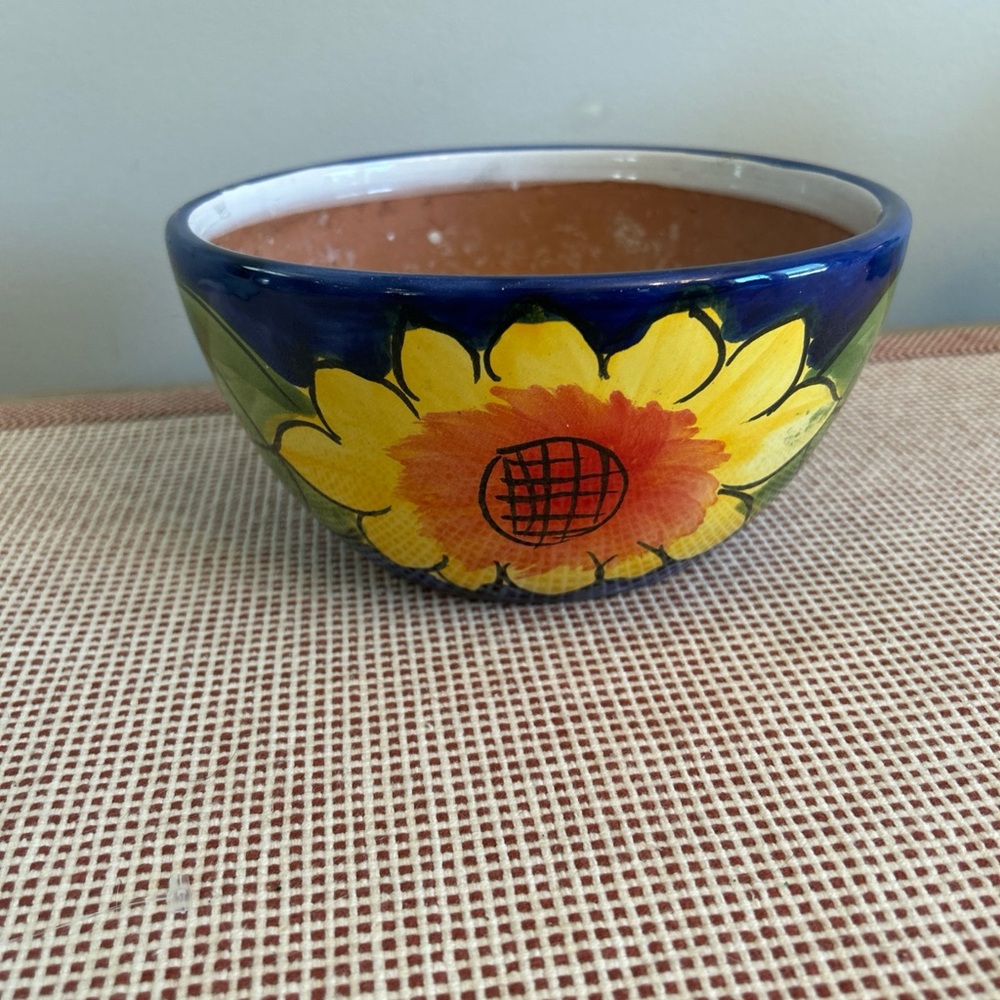 Sunshine Ceramic Pottery Sunflower Planter Large Made In Spain Boho Floral‎ 4”